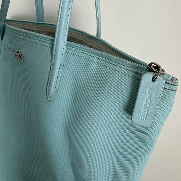 Lacoste Blue Tote Bag Minimalist Design Spacious shopper zip closure - Picture 5 of 15